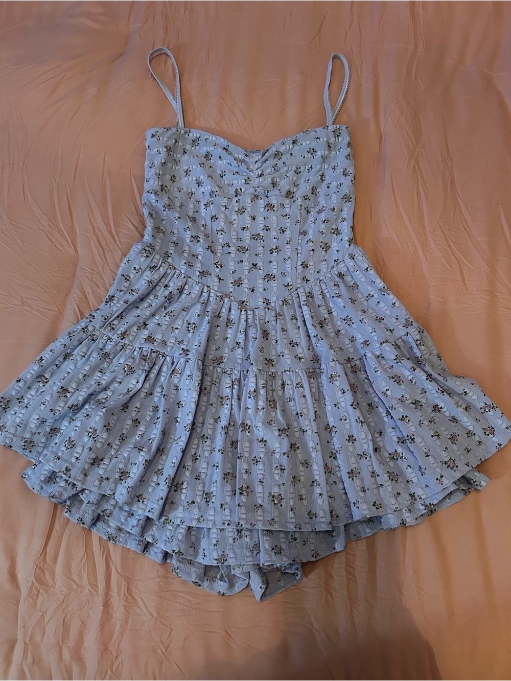 Light Blue Floral Ruffle Romper